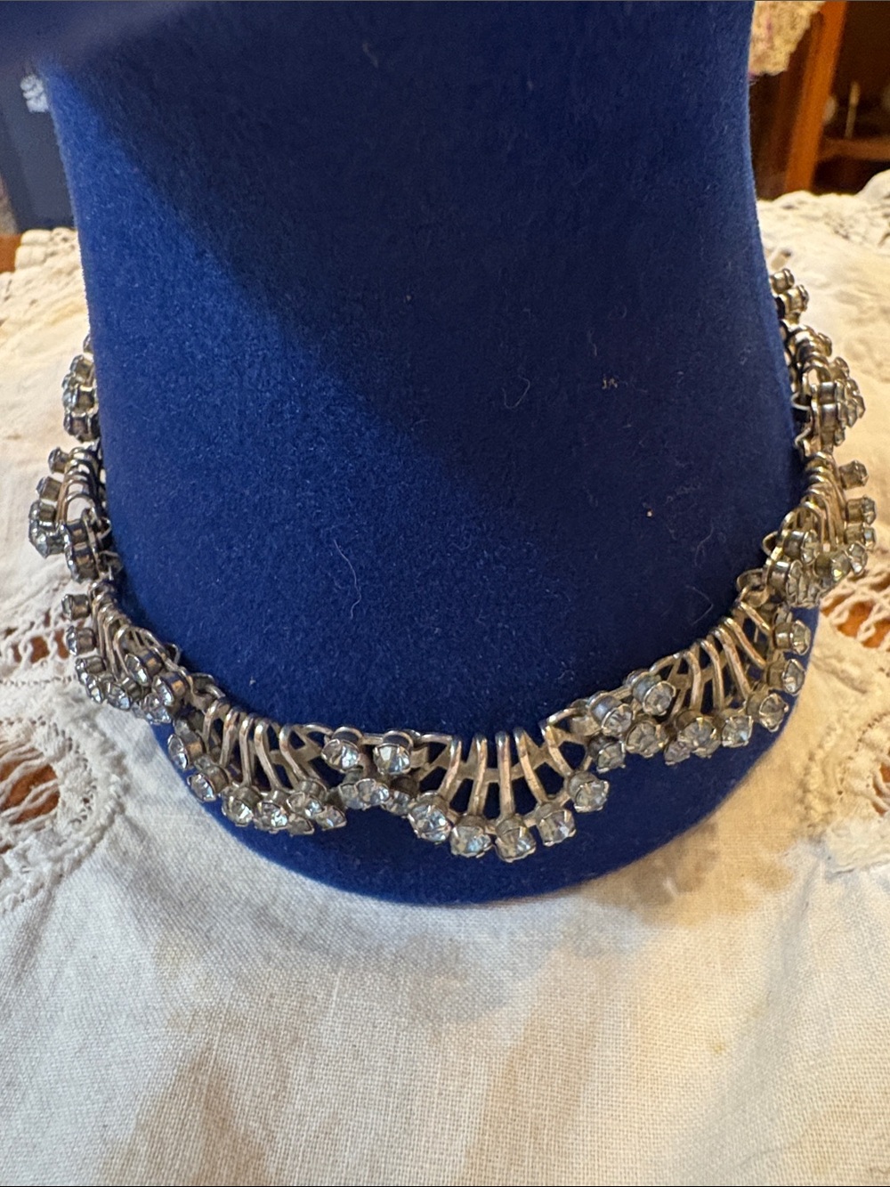 Vintage Blue Rhinestone Necklace
